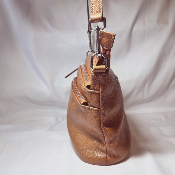 Heshe Shoulder/Crossbody Purse/Satchel-Leather-Multi Pockets-Adj. Strap-Camel - Picture 6 of 14